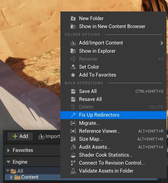 redirectors in Unreal Engine