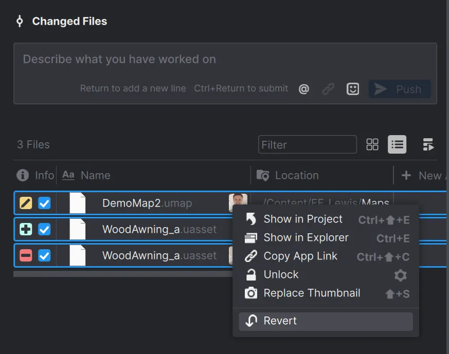 Anchorpoint changed files revert