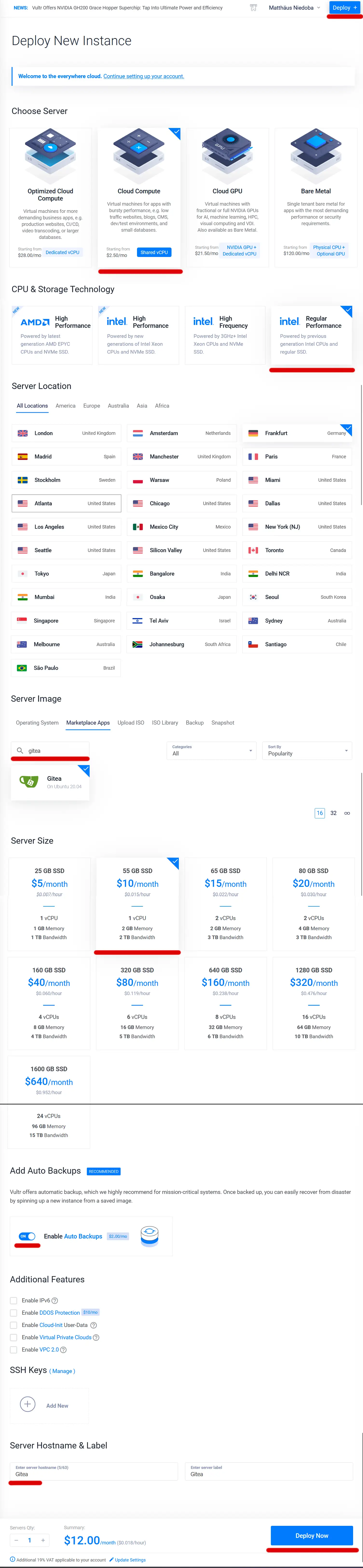 vultr server creation