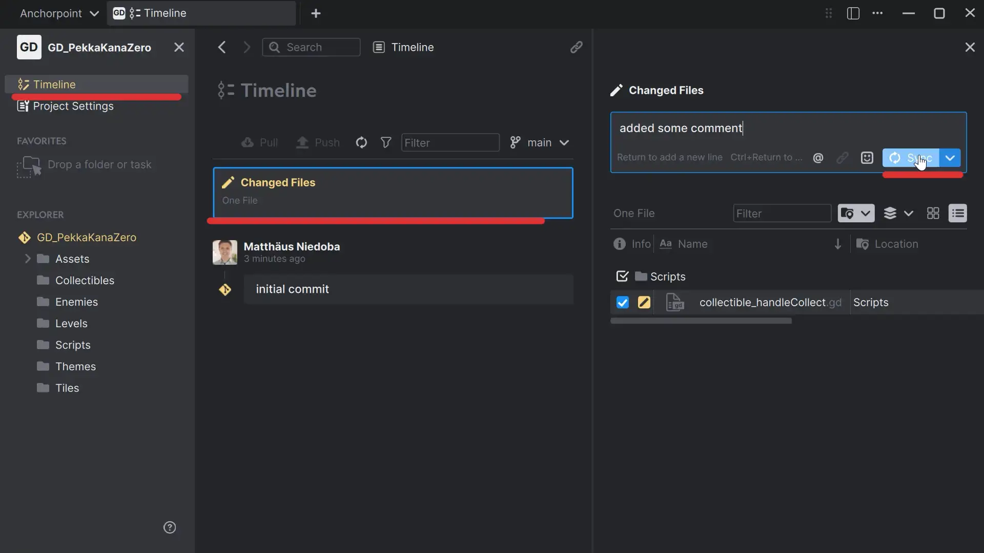 sync files with GitHUb