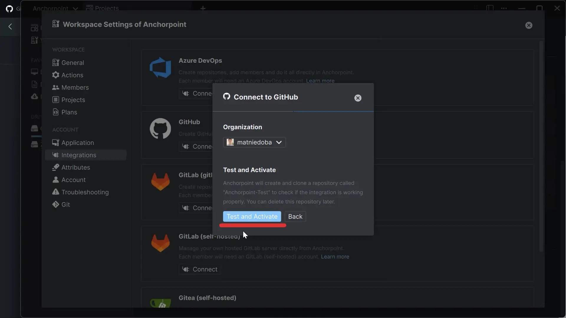 GitHub integration in Anchorpoint