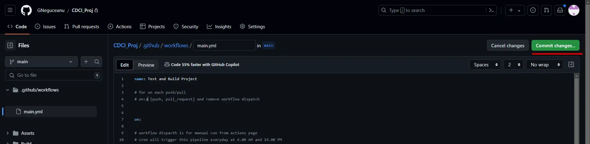 commit GitHub changes