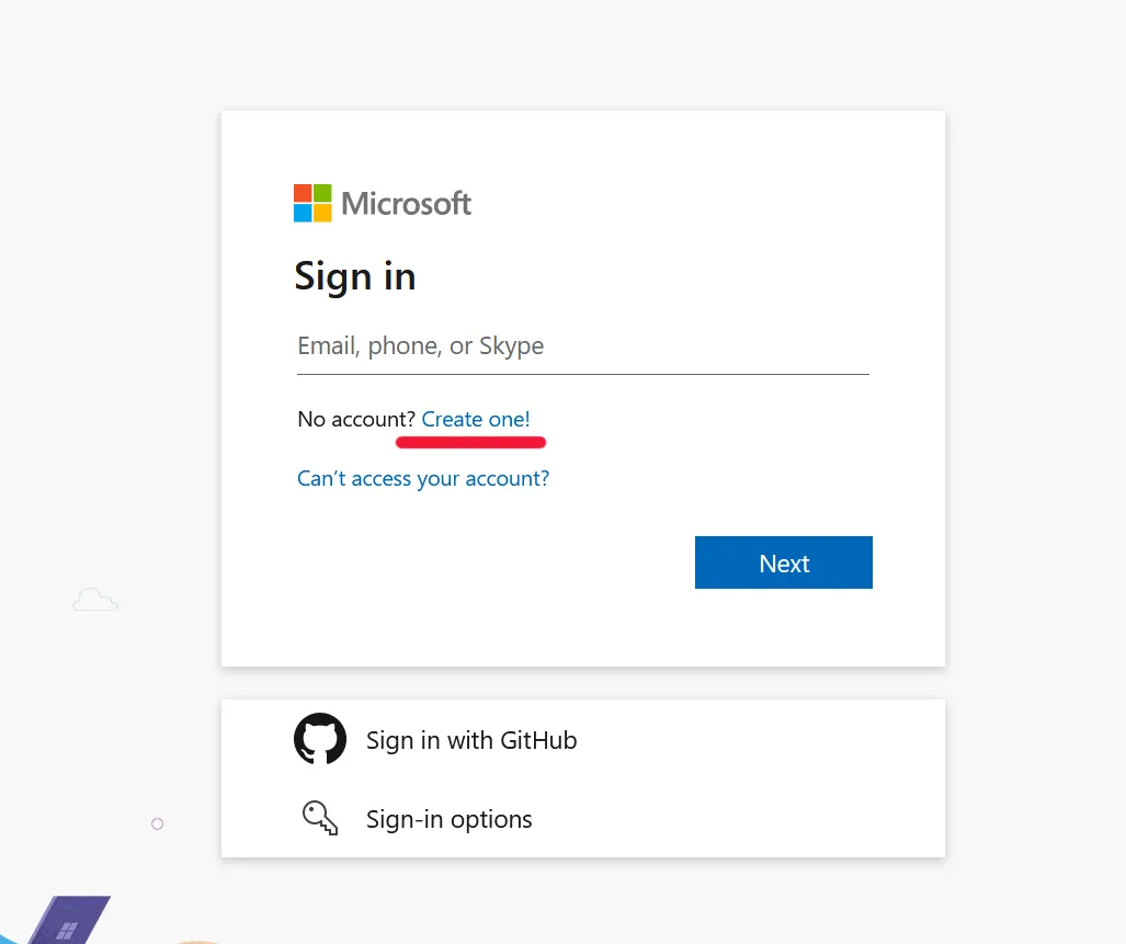 microsoft azure account creation
