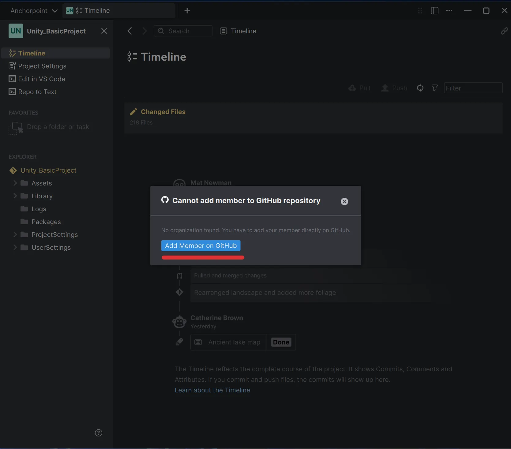 Add member on Github in Anchorpoint