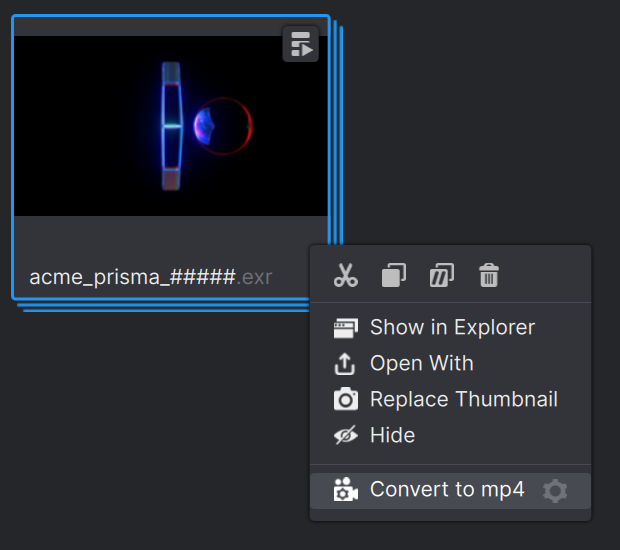 Convert an EXR image sequence to an mp4 video