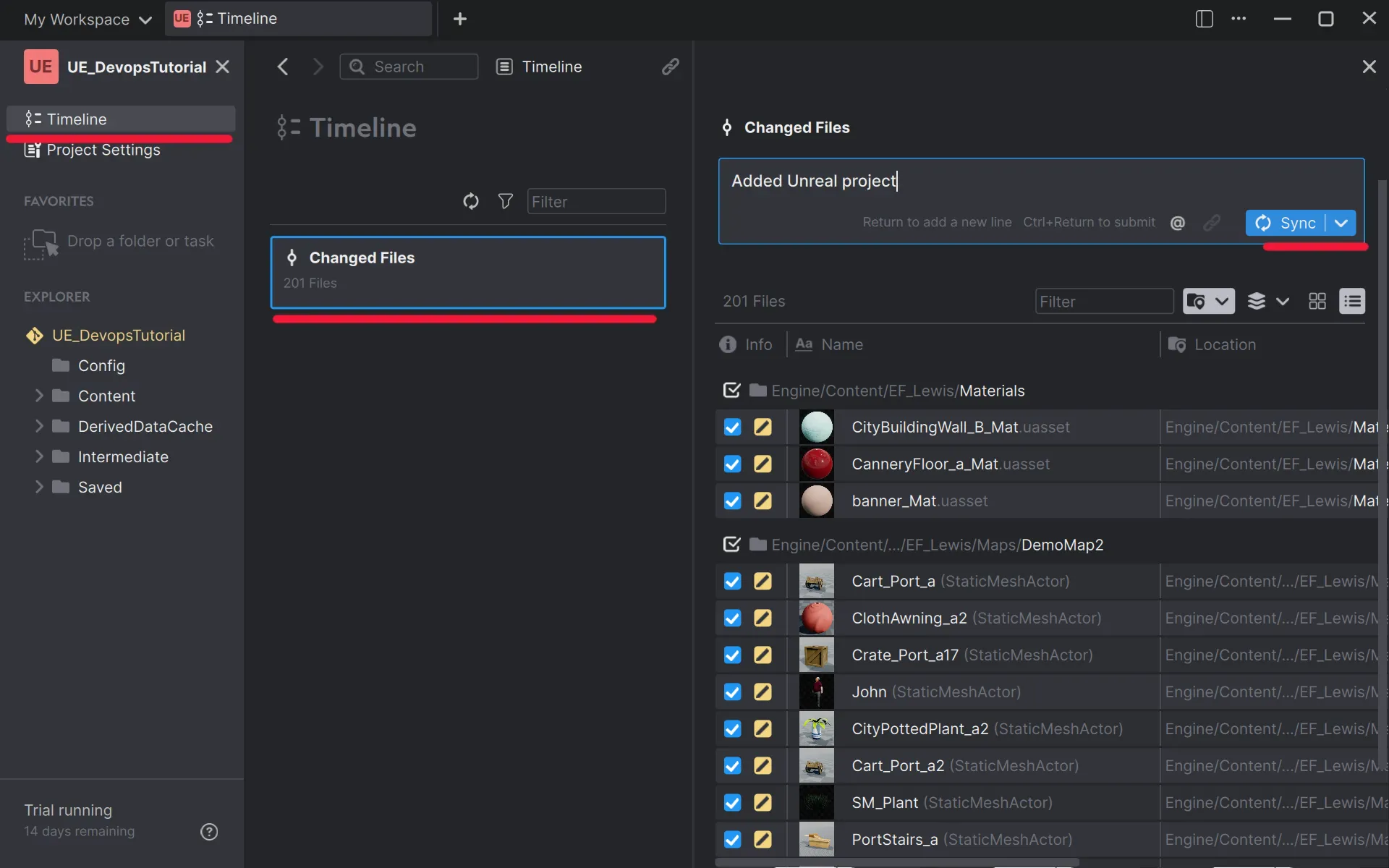 Submit Unreal Engine files in Anchorpoint