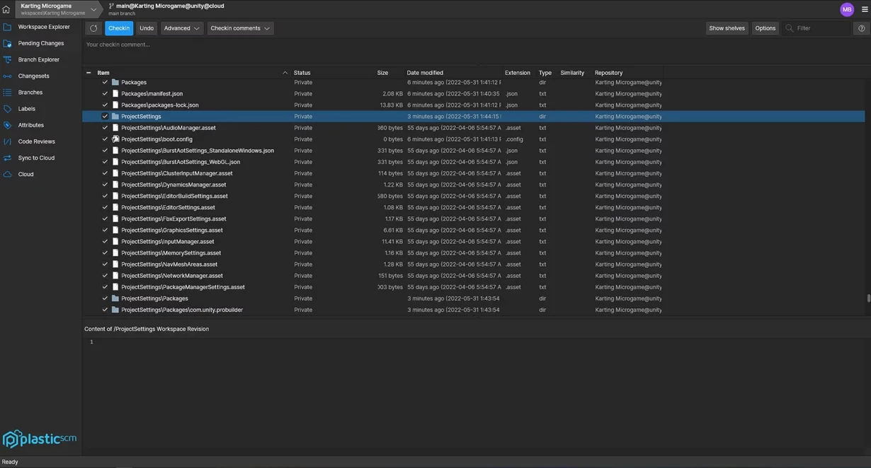 Unity Plastic SCM checkin