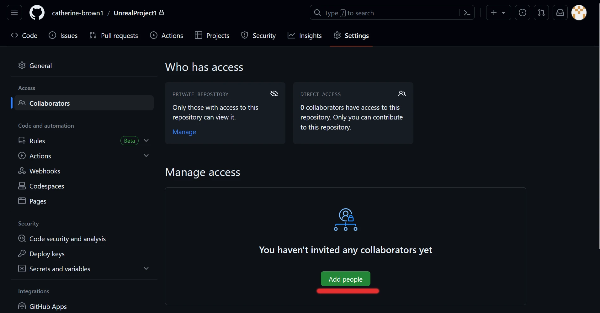 Adding collaborators in Github