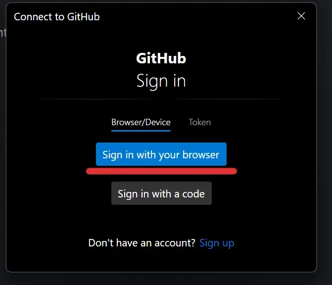 Logging in to Github from Anchorpoint 