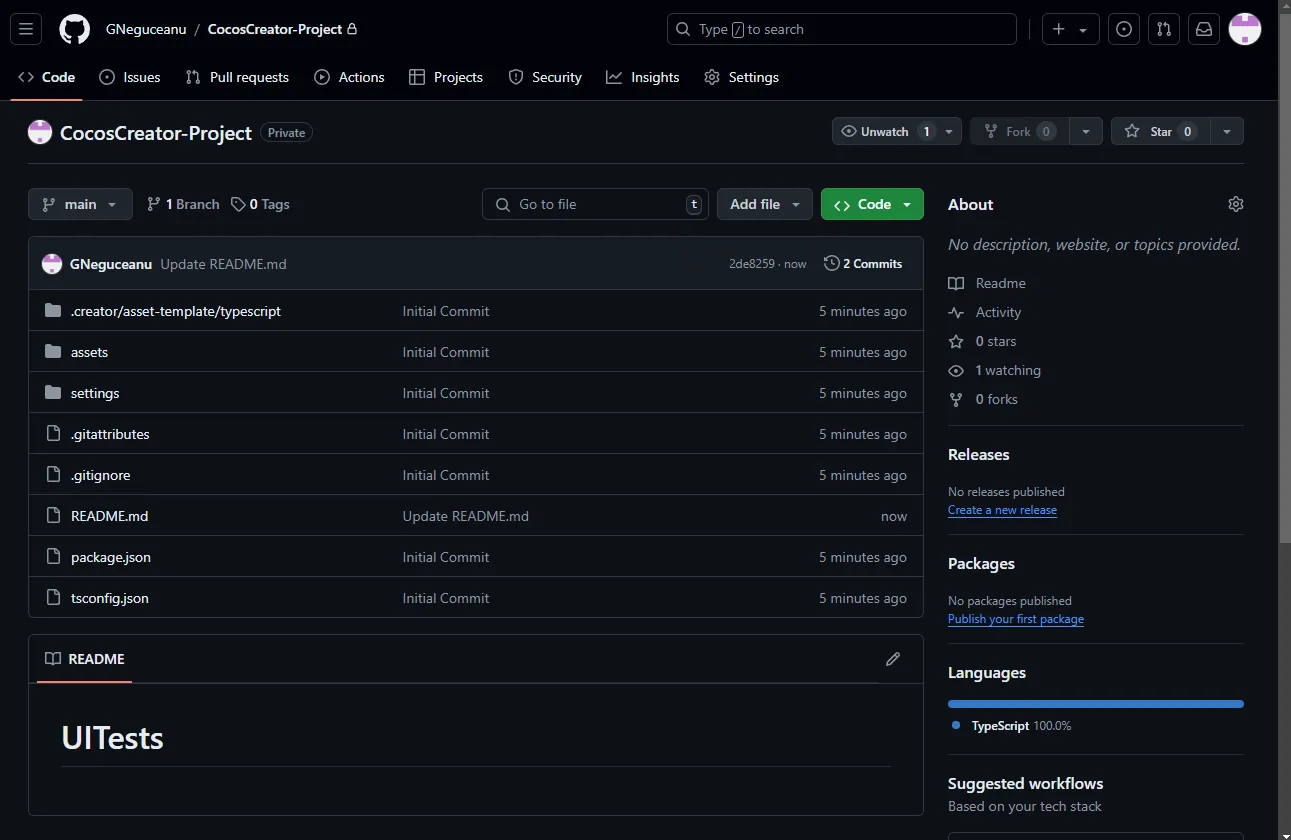 GitHub Overview of a Cocos Creator project