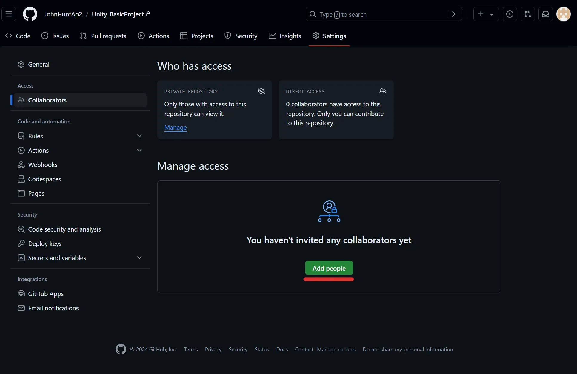 Adding a team member on Github
