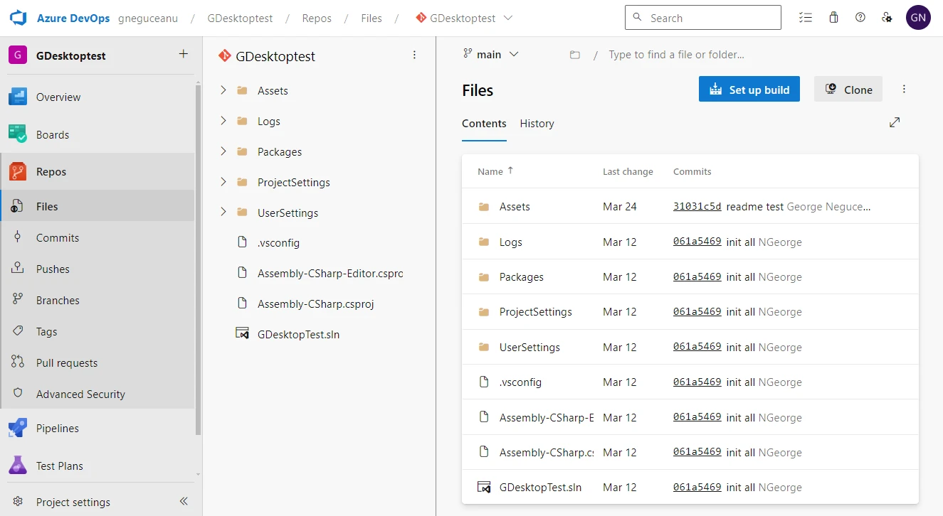 Azure DevOps project files overview