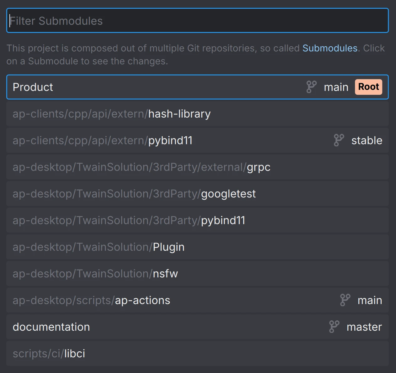 Git submodules in Anchorpoint