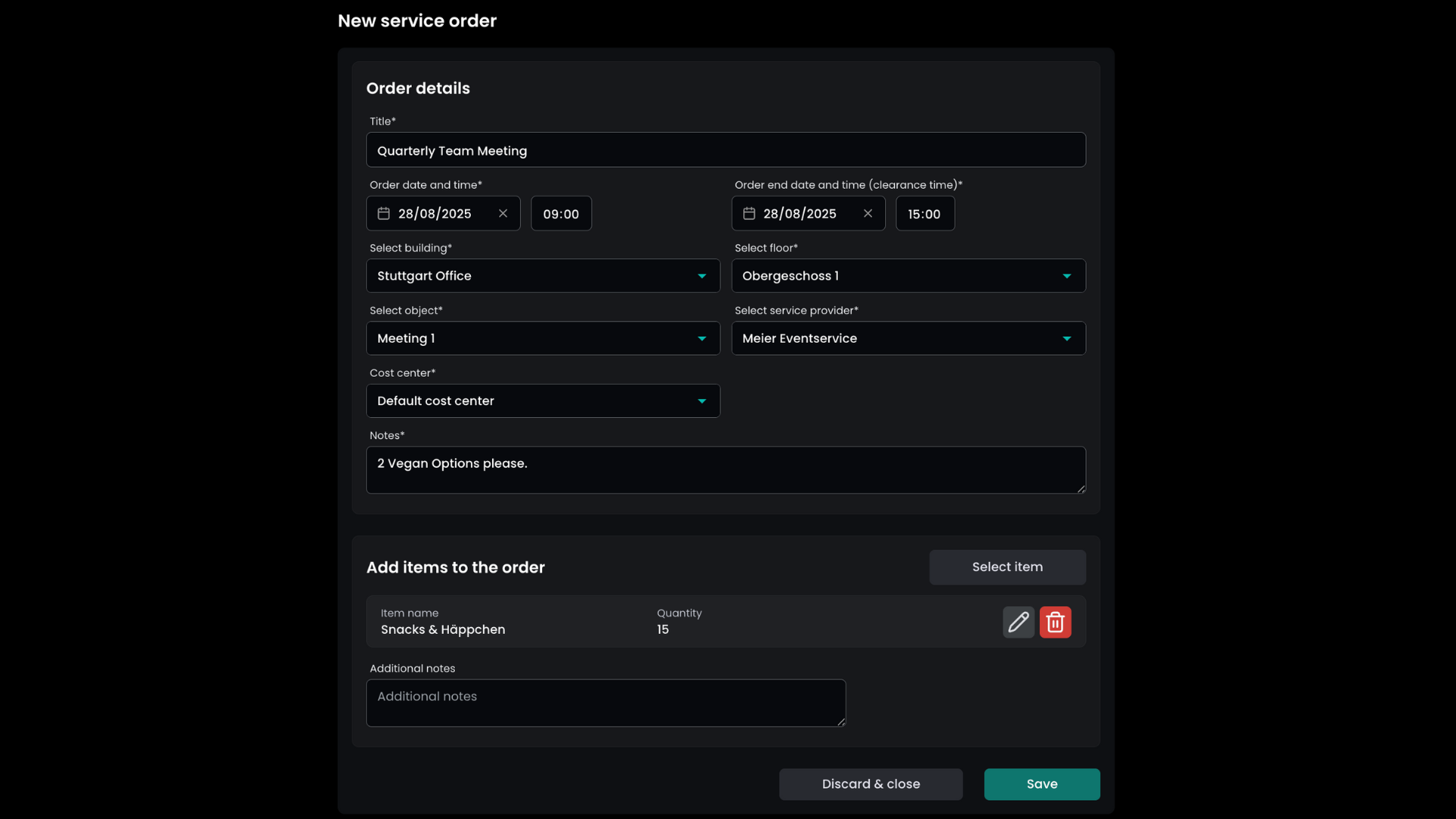 Neue Service Provider Bestellung mit der Flexopus App.