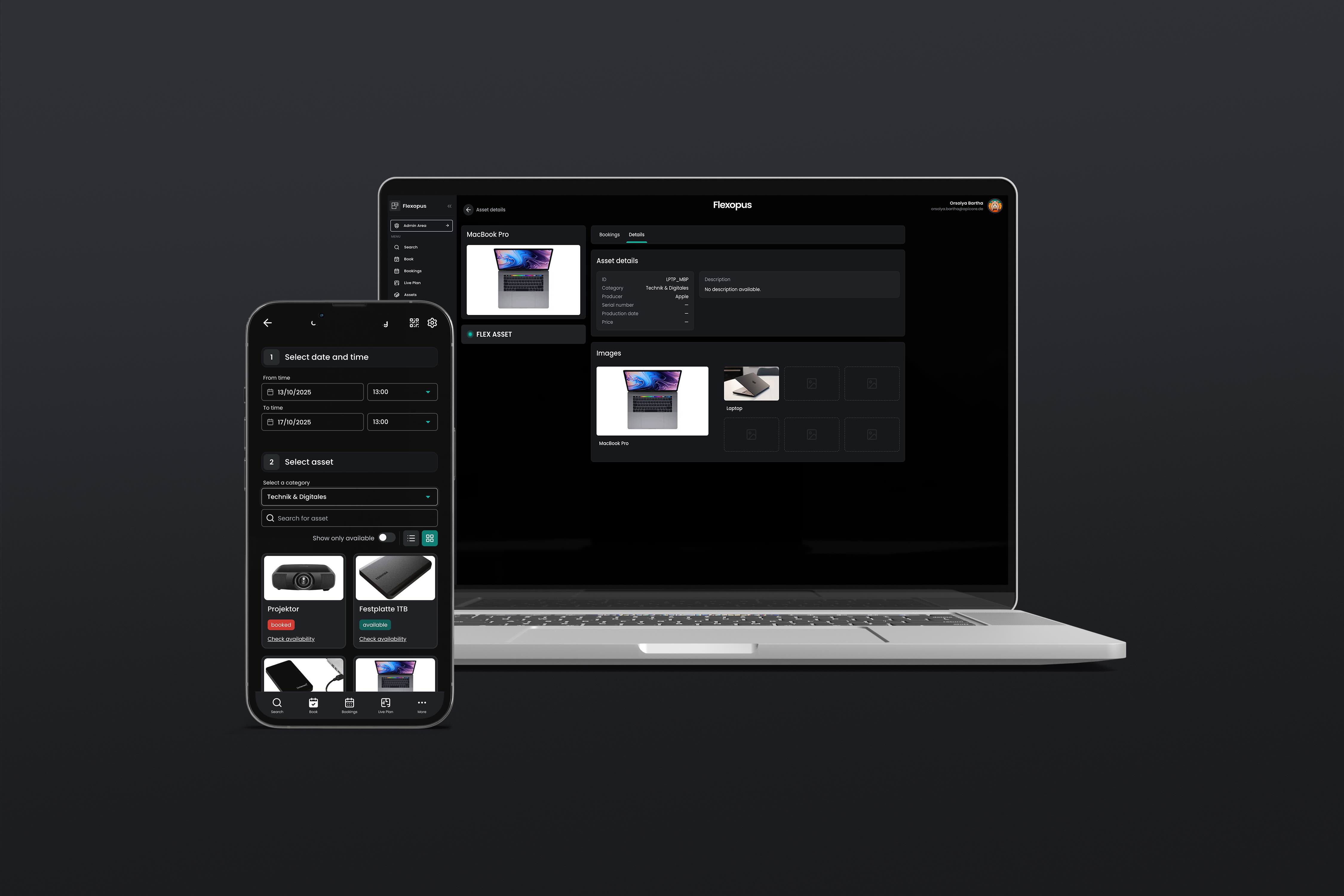 A smartphone and laptop showing assets.