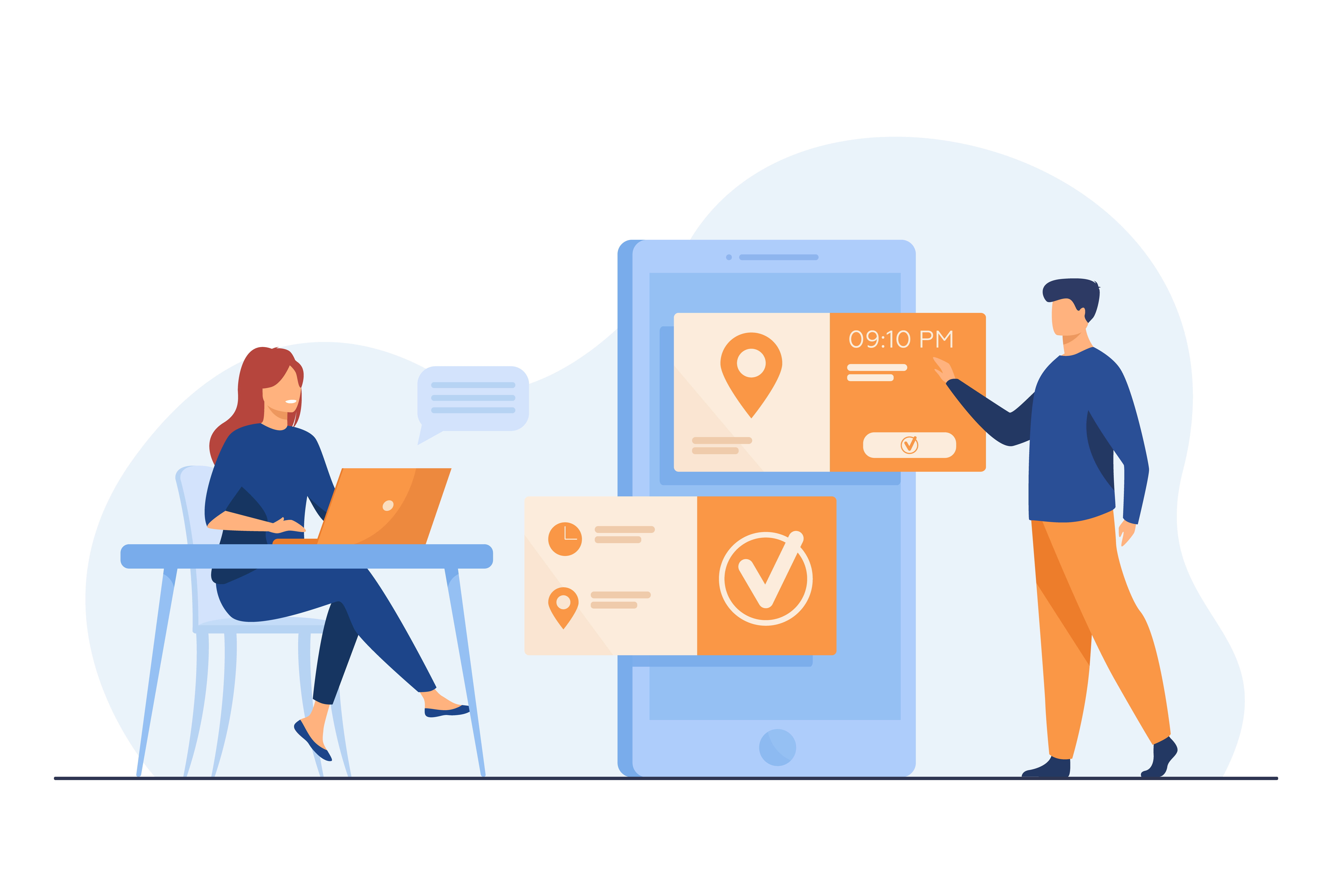 Eine Vektor-Grafik zeigt digitales Besuchermanagement. 