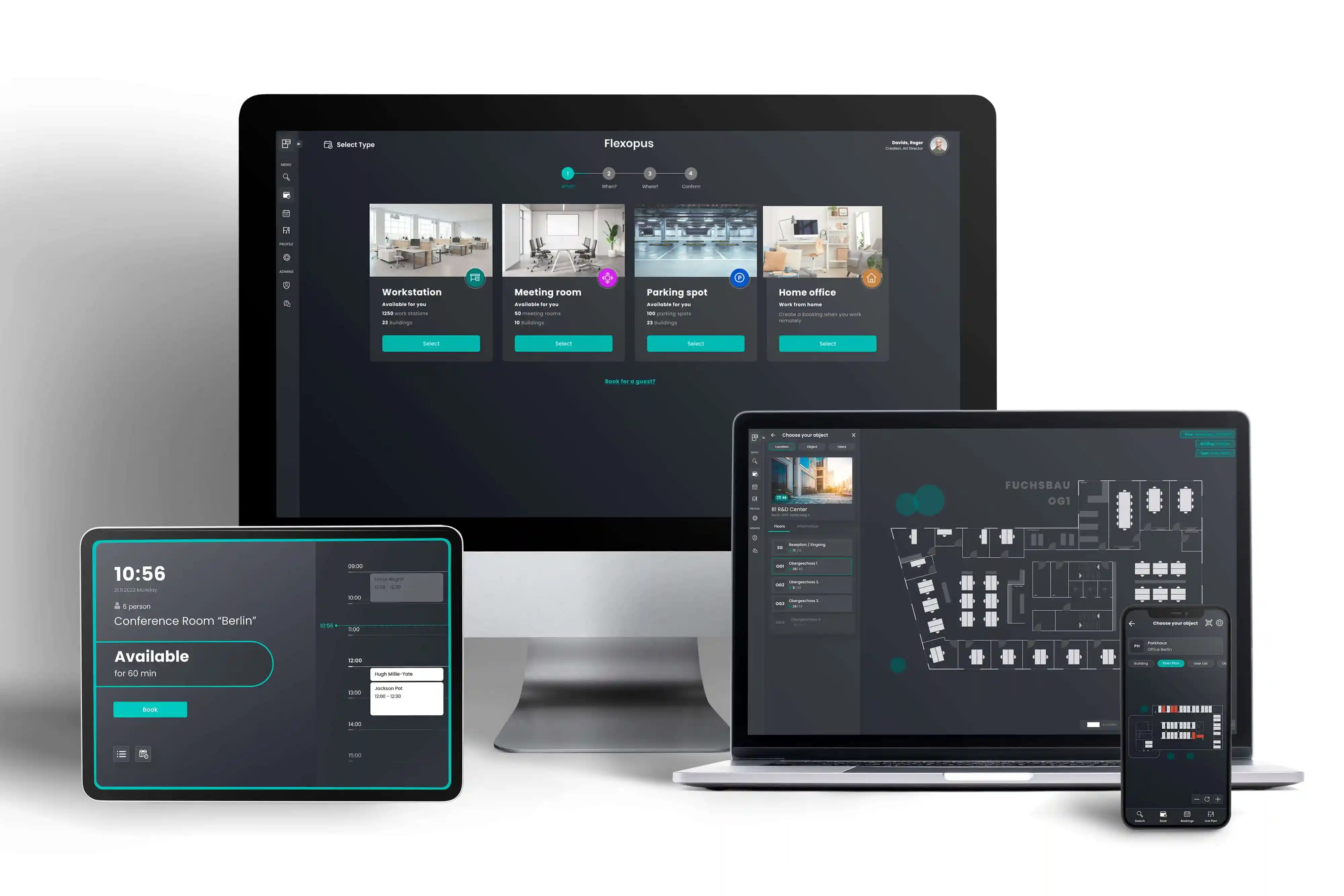 La aplicación Flexopus para compartir escritorio está disponible en varios dispositivos.