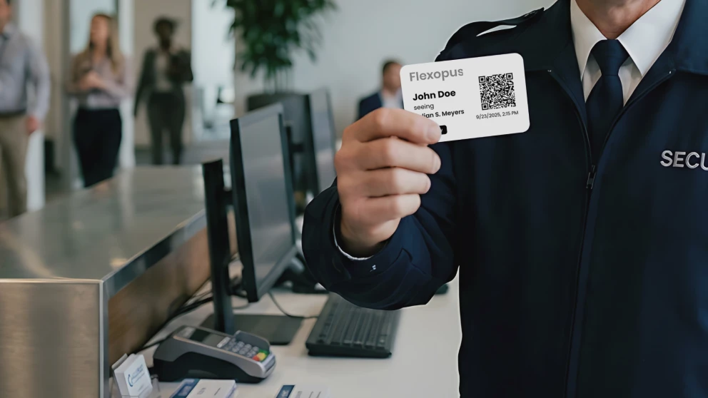 Eine Vektor-Grafik zeigt digitales Besuchermanagement. 