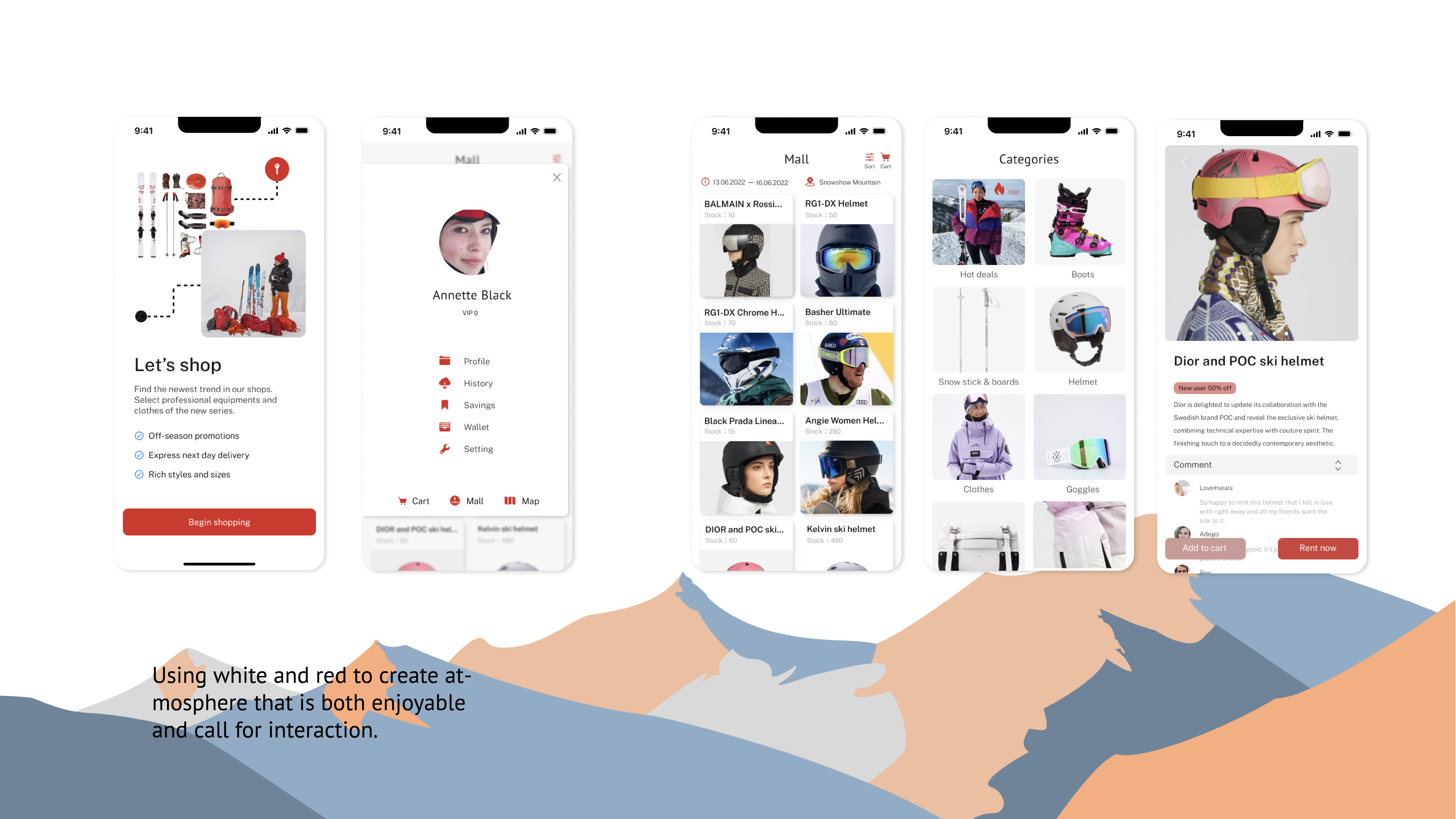 Ski gear rental service page