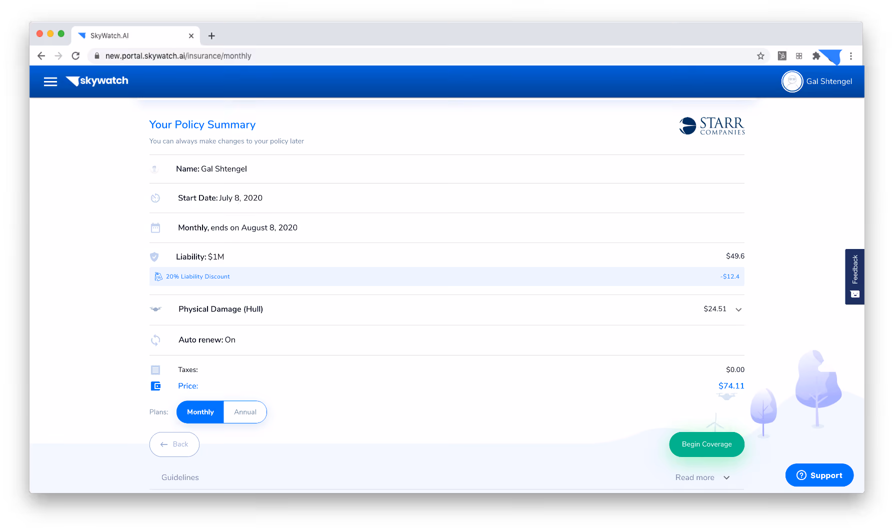 Policy Summary page