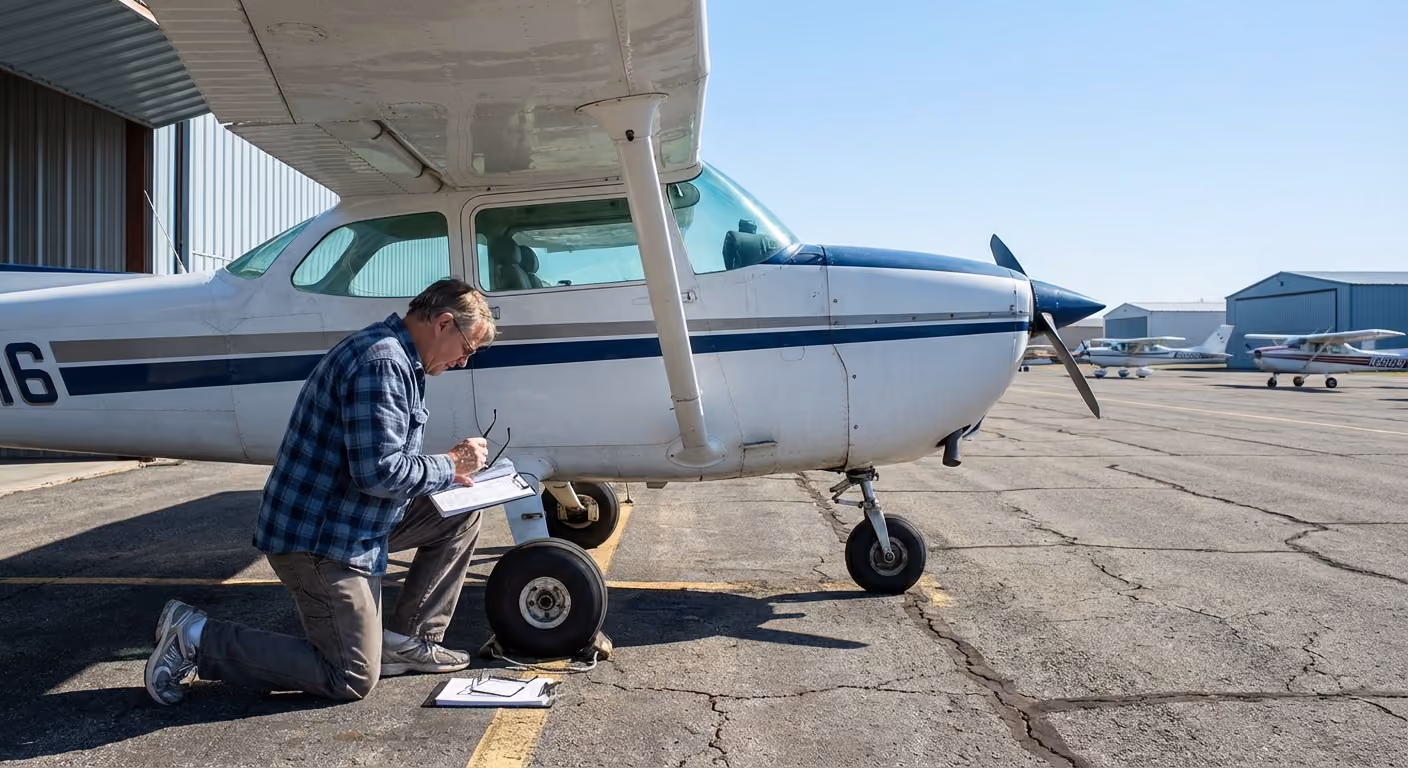 Casual renter pilot conducting FBO checkout procedures at general aviation airport