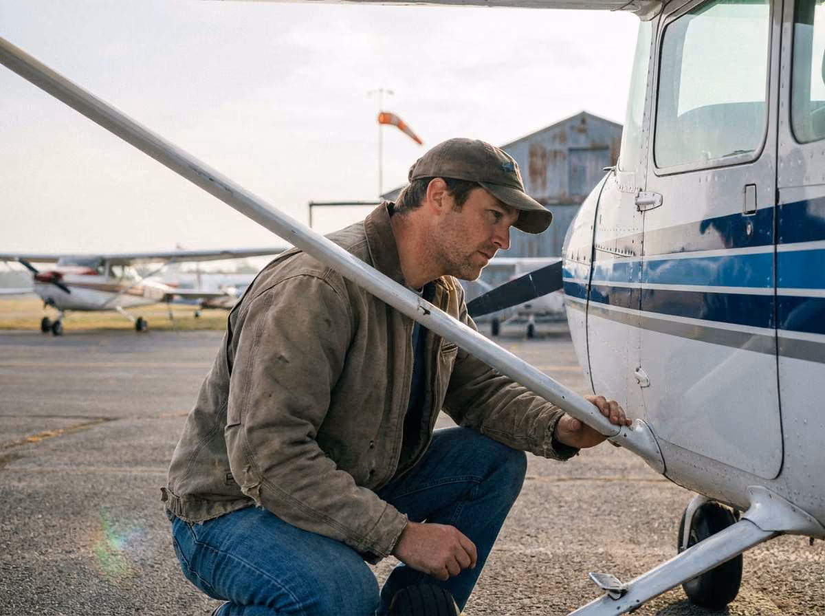 Pilot doing preflight inspection on Cessna 172 - non-owned aircraft insurance