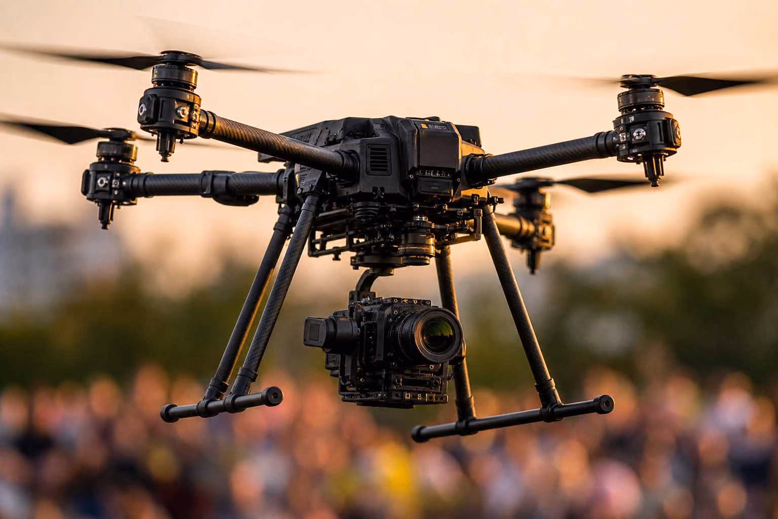 Commercial drone in flight for event photography
