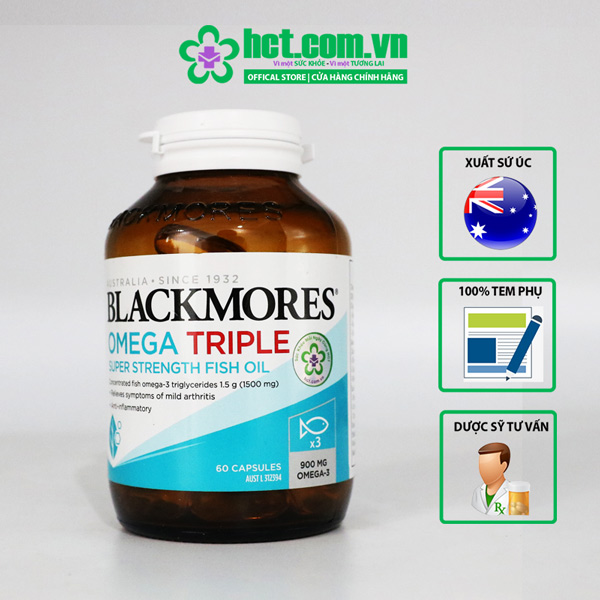 Dầu cá Blackmores Omega Triple Super Strength Fish Oil hộp 60 viên