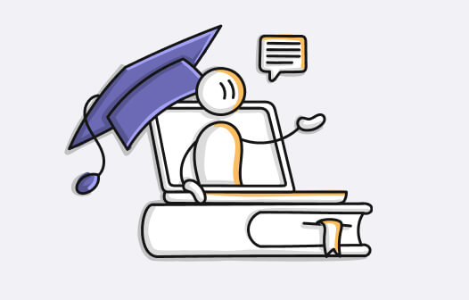 hand drawn illustration of a marketing person (marketer) with a megaphone coming out of a social media post surrounded by icons from the CNVS hand drawn icon set