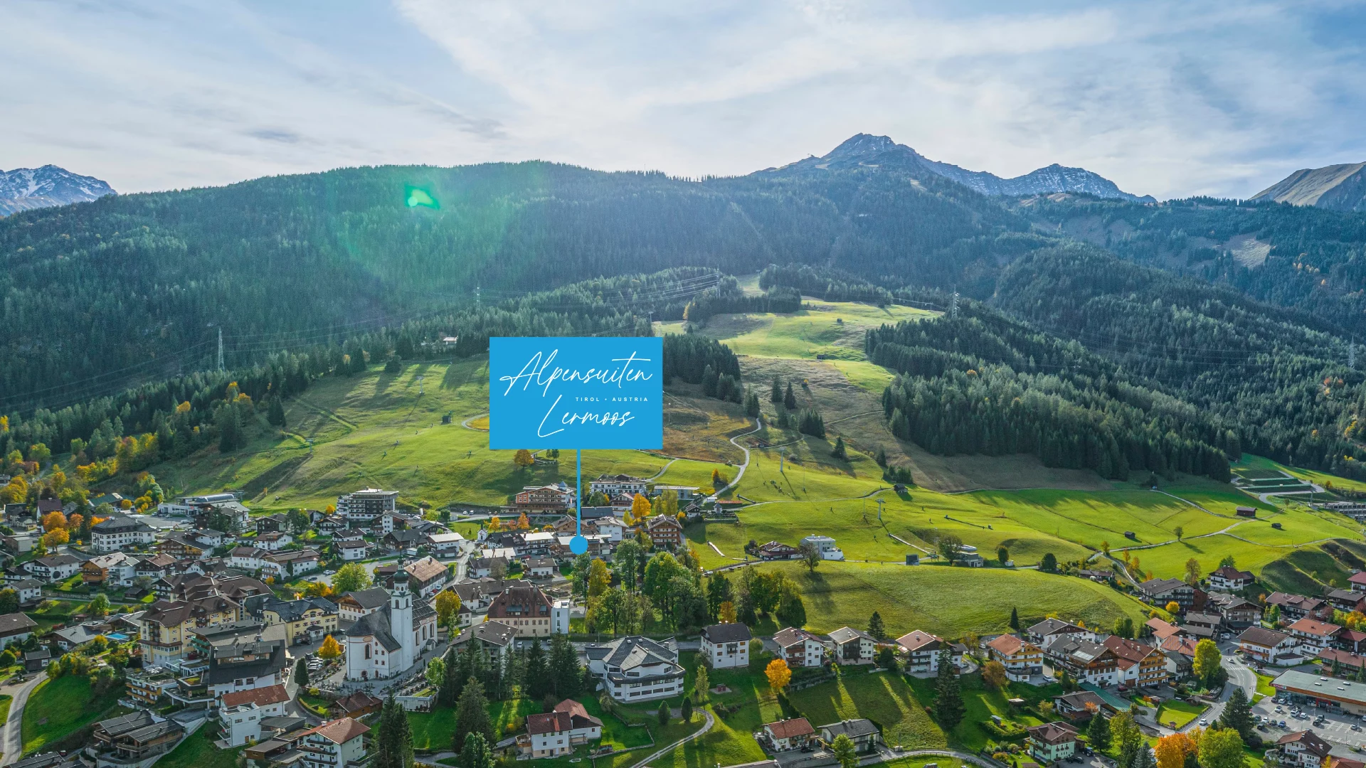 Foto von Lermoos mit Markierung wo sich die Alpensuiten befinden