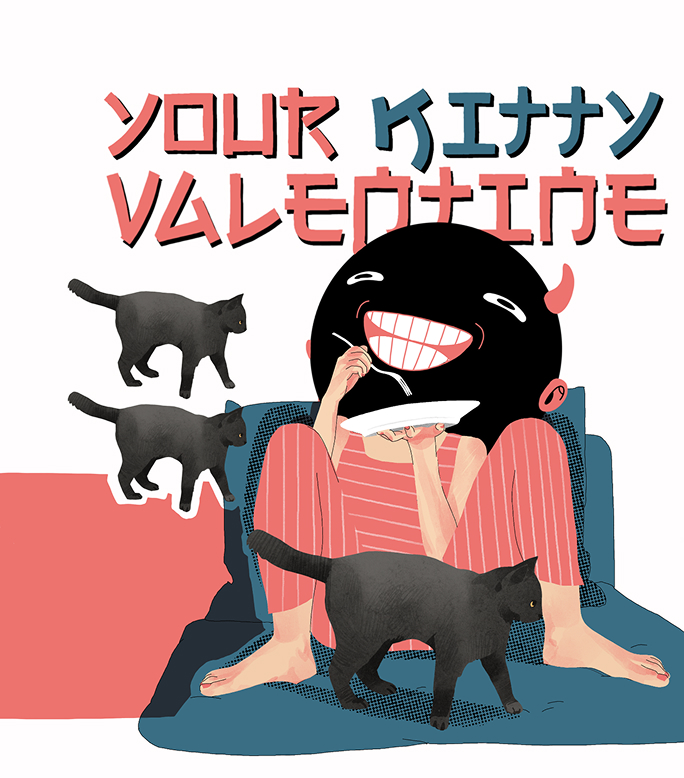 Your Kinky Valentine, devil and cats editorial illustration