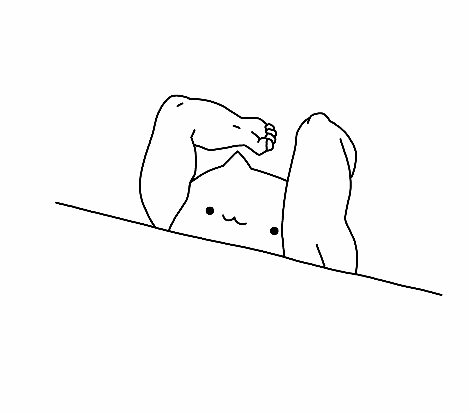Bongo cat character, single-line ink drawing