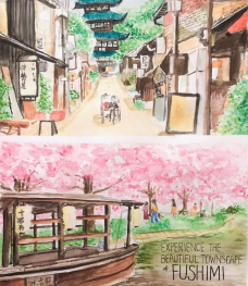 kyoto watercolor painting