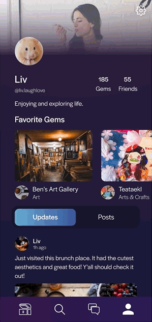 Treasure gif profile page