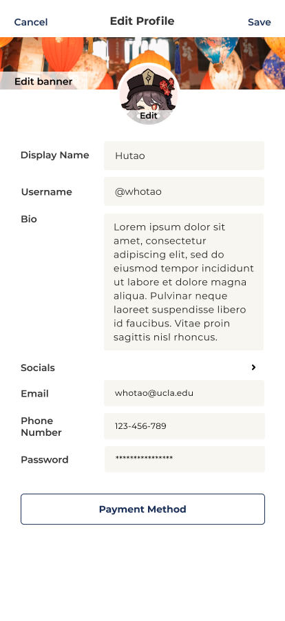 Bruincreate edit profile