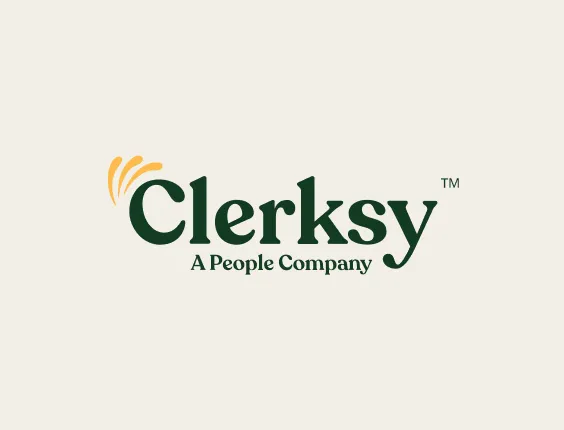 Clerksy's light logo with TM and slogan