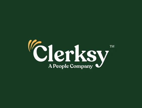 Clerksy's dark logo with TM and slogan