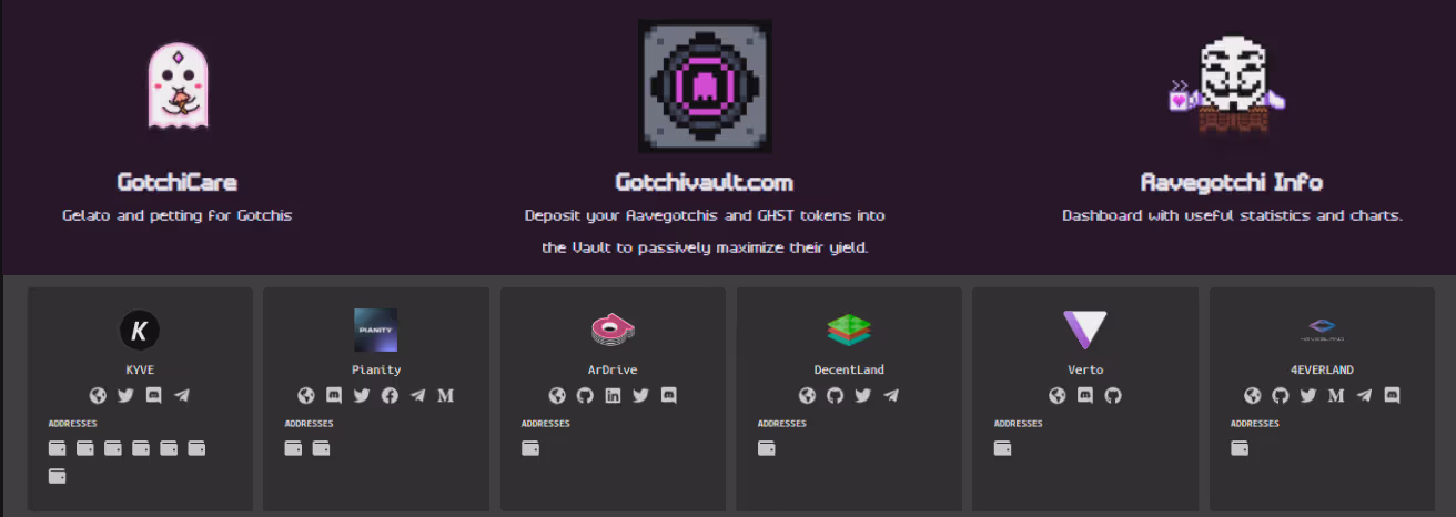 projets blockchains GothiCare Gotchivault Aavegotchi Info