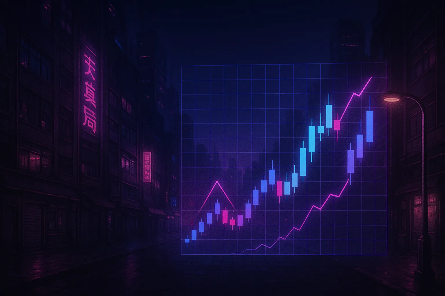 Graphique de tendance blockchain en style cyberpunk