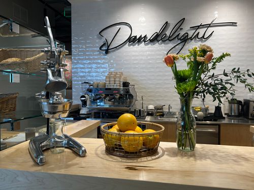 the bistro decorated at dandelight yoga studio in delray beach