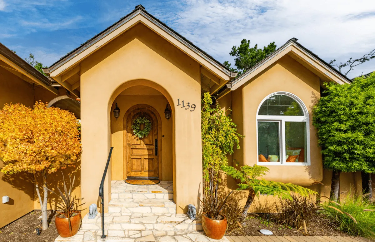 The front entrance of the Pebble Beach home.