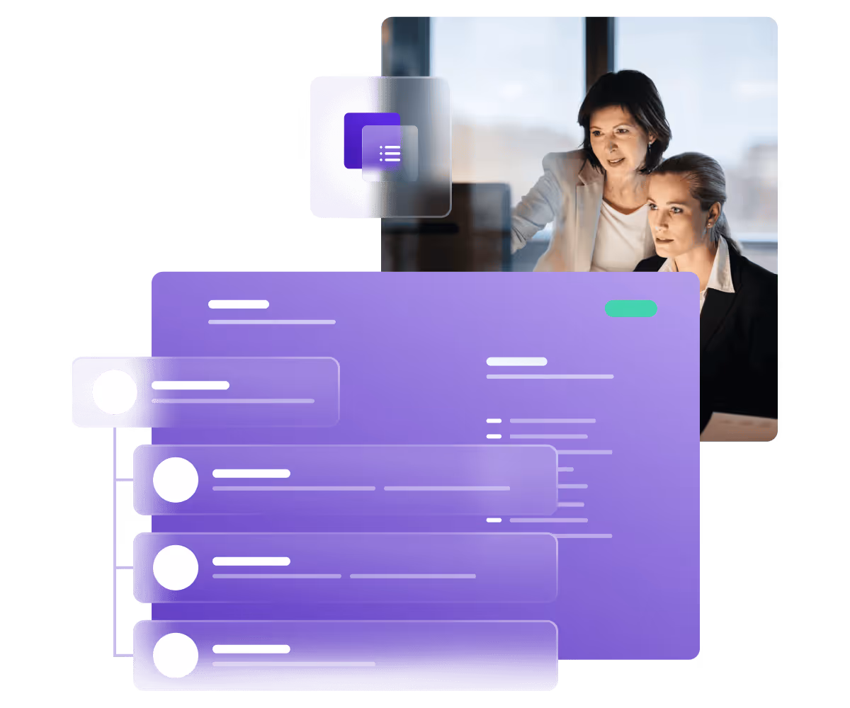 Two workers looking at their RegDocs Connect dashboards