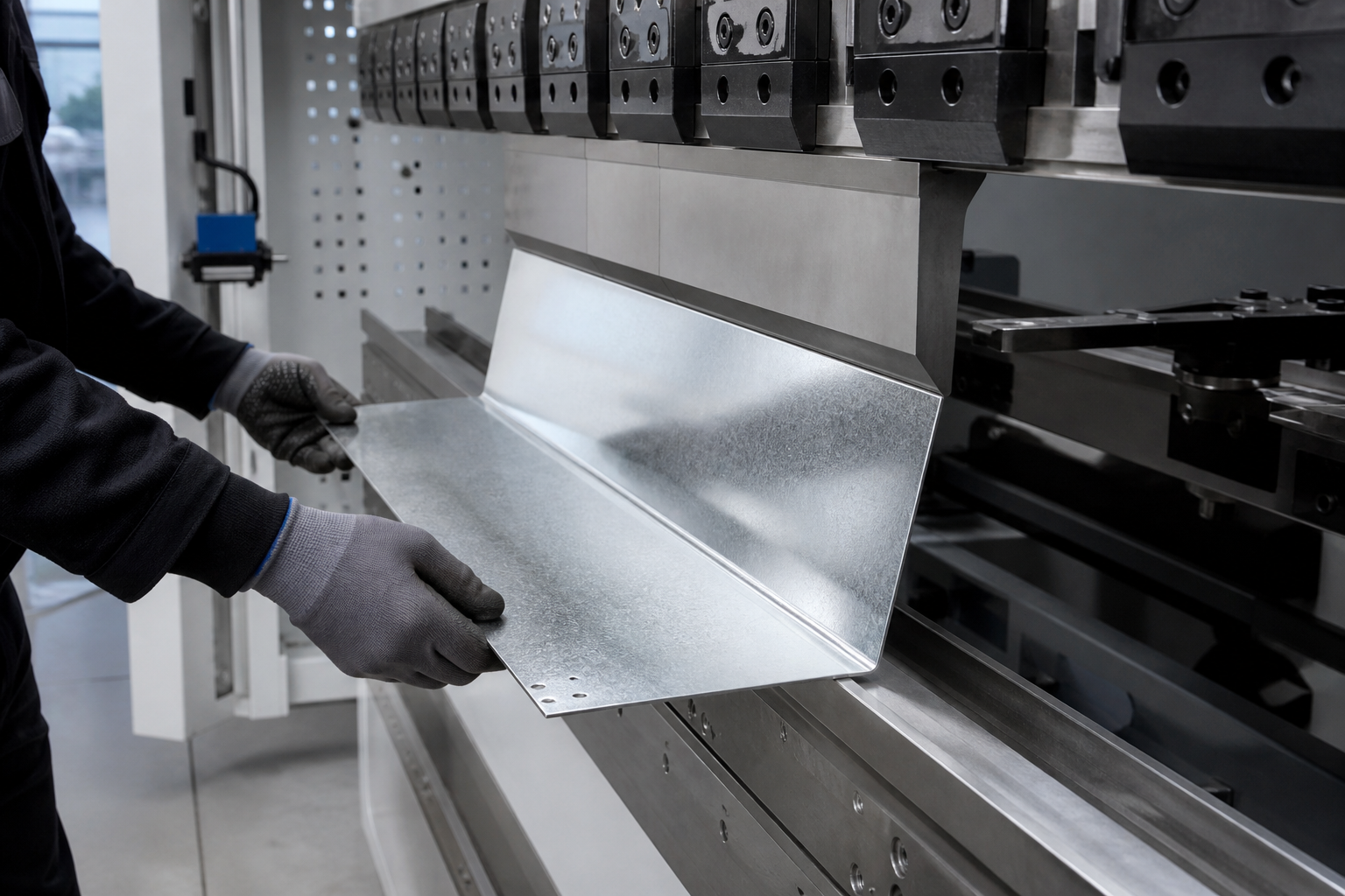 Feuerverzinktes DX-Blech beim präzisen Abkanten auf einer CNC-Gesenkbiegepresse