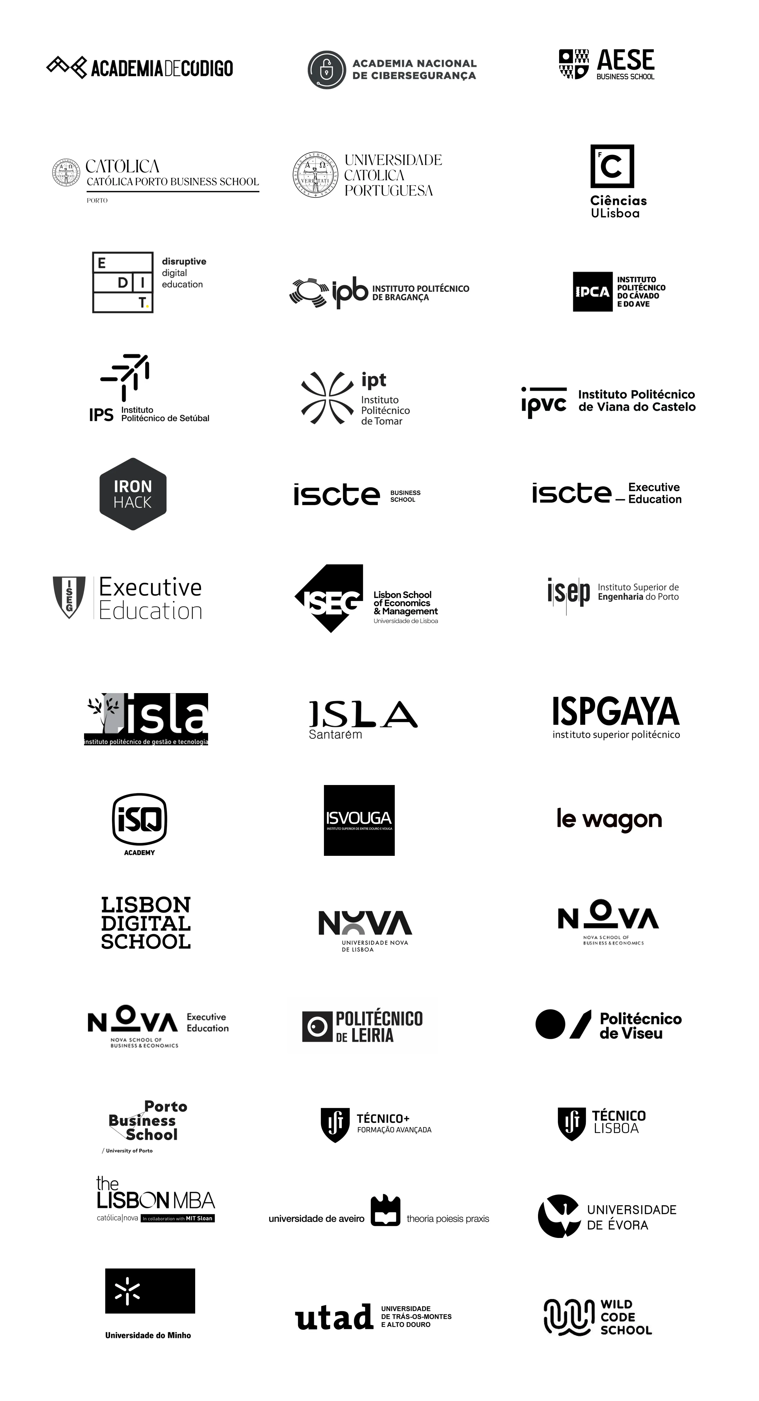 Logos dos parceiros de educação ISA FJN