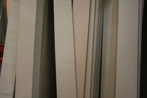 Close up of pre-primed wood boards