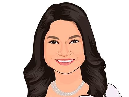 Cartoon illustration of Novelyn James