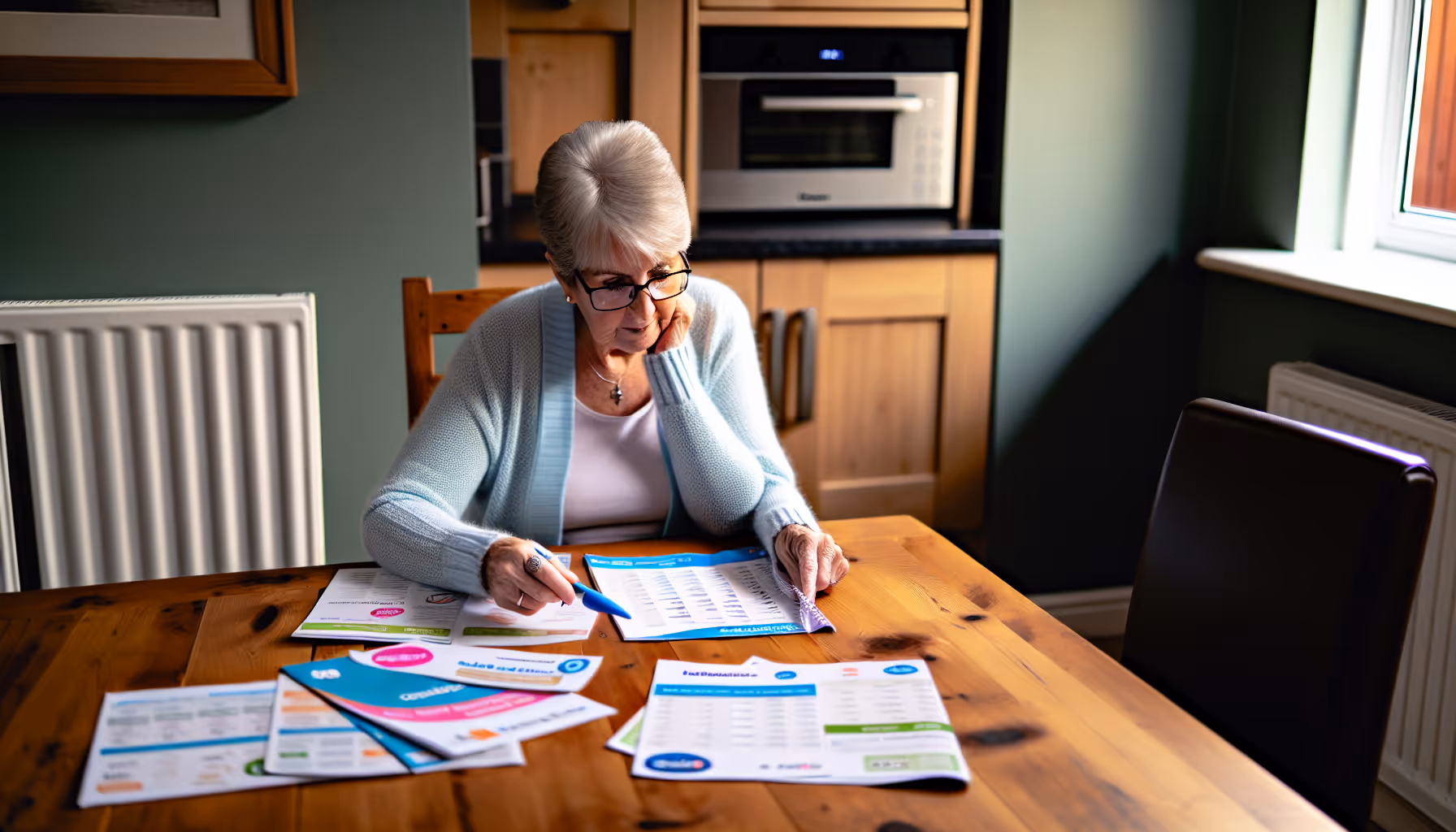 Senior woman comparing landline service costs