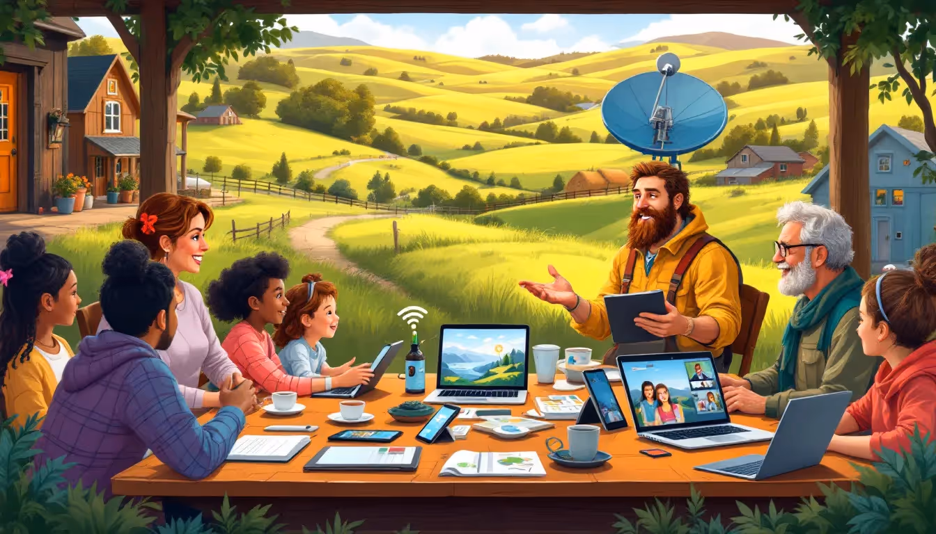 A person comparing different rural internet options.