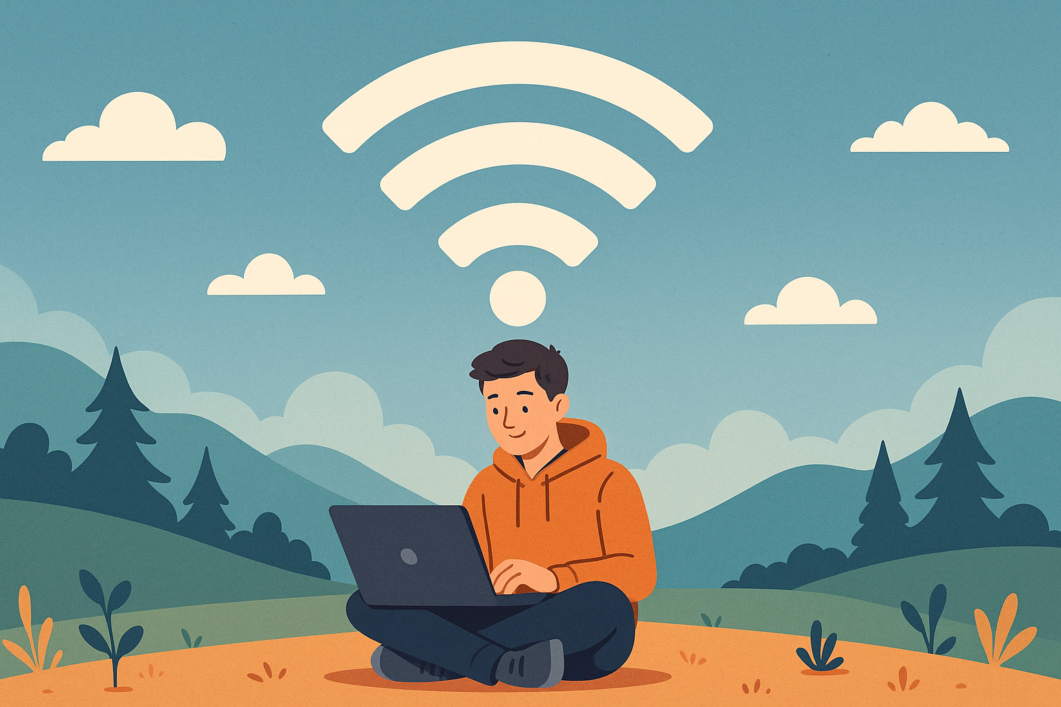 a man sitting on the ground with a laptop