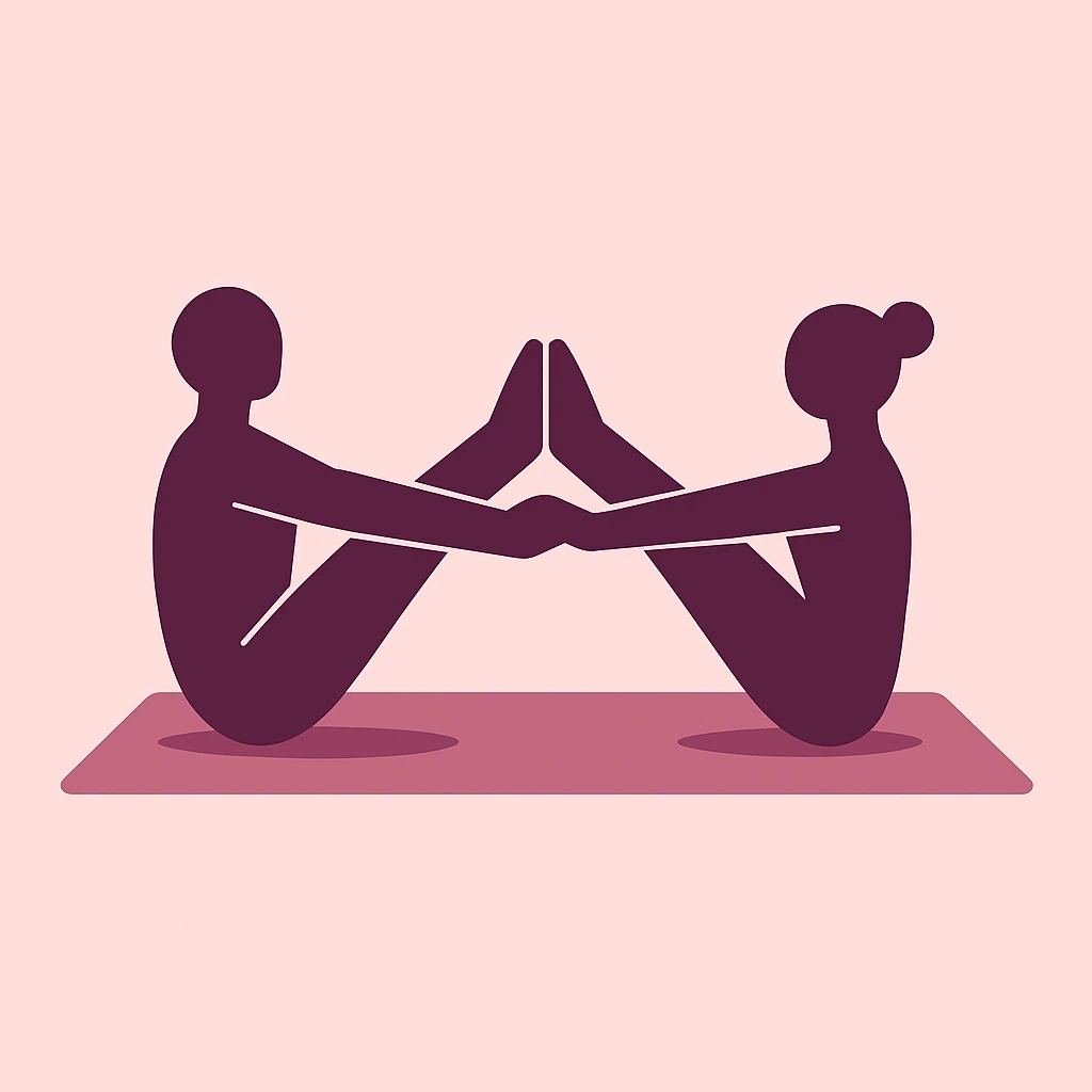 Posture yoga en couple navasana